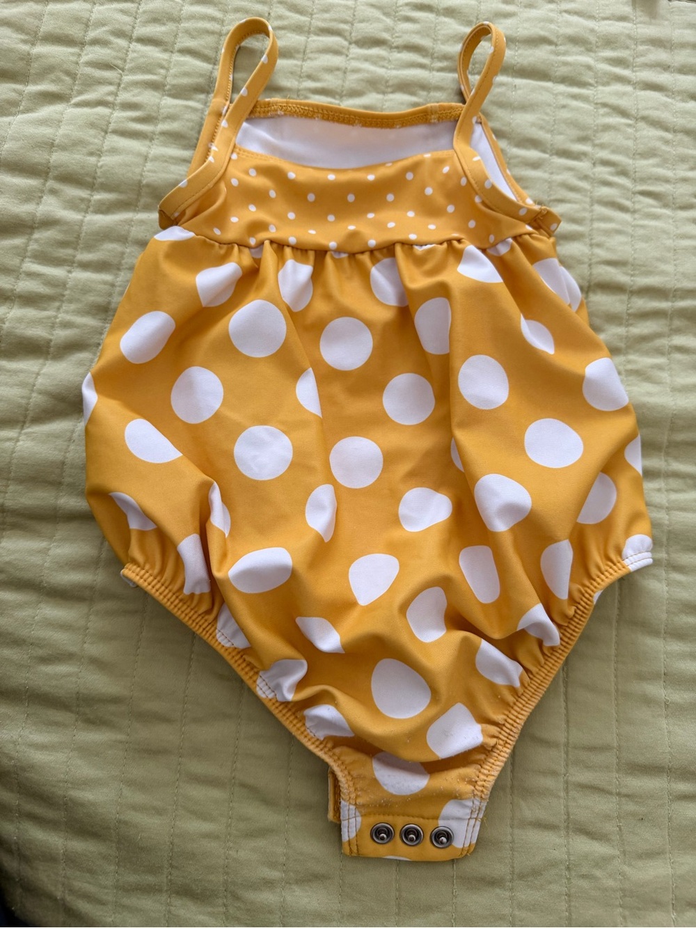 Carter's Yellow Polka Dot Swim Tank with Ruffle